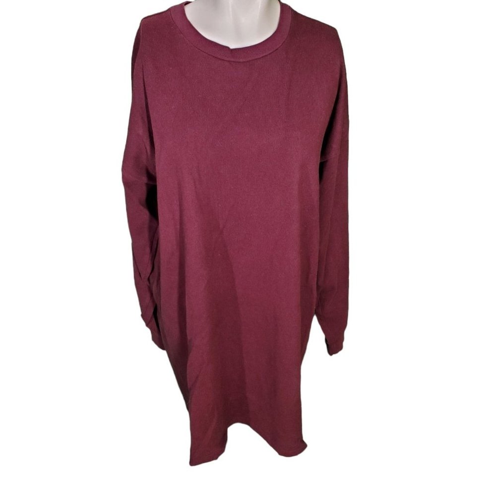 Aritzia TNA French Terry Sweatshirt Boyfriend Oversized Maroon Burgundy Sz M-L